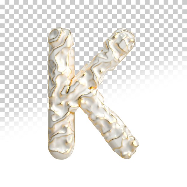 Letter k platinum 3d render style