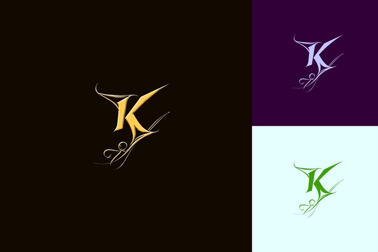 PSD 文字kと空気のロゴデザインスタイルとキットにkを形作った自然抽象ベクトルコレクション