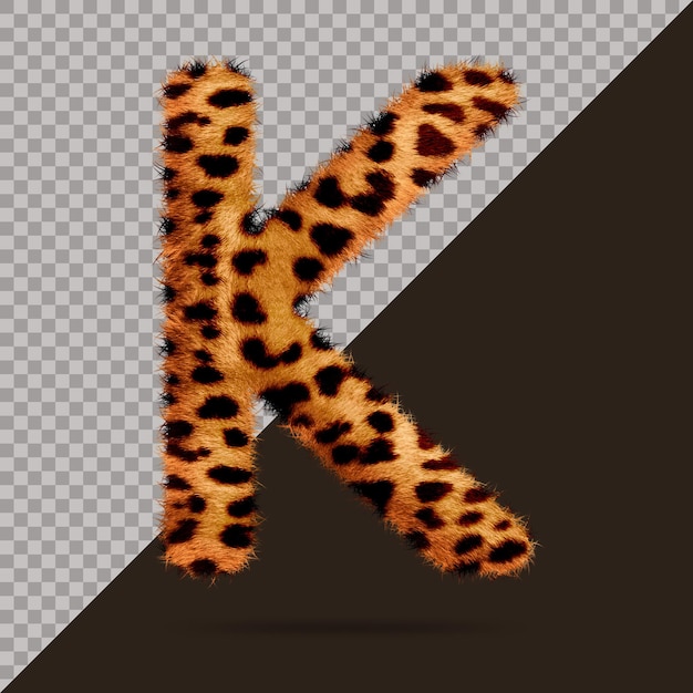 PSD letter k with realistic 3d fur