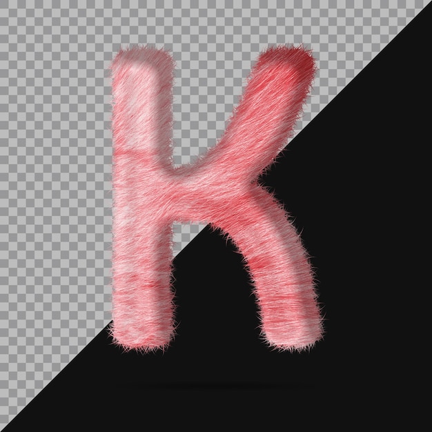 Letter k with realistic 3d fur