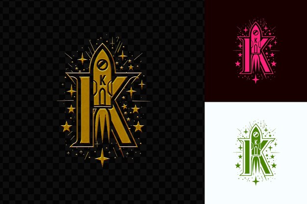 PSD k con carattere retro logo design style con k a forma di r identità branding concept idea art