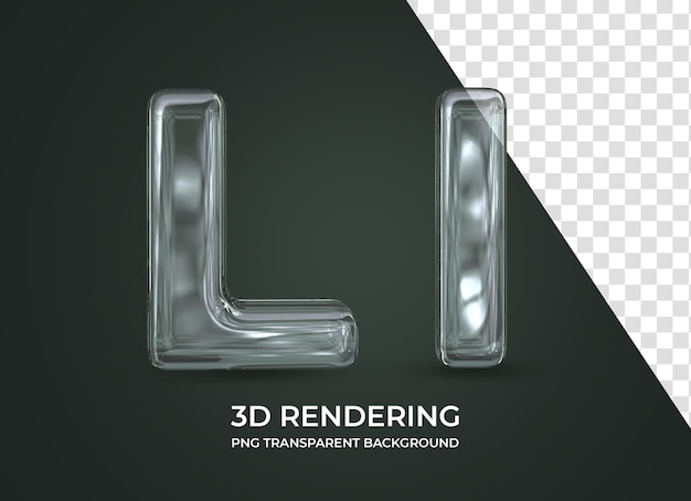 Letter L 3d rendering isolated transparent background