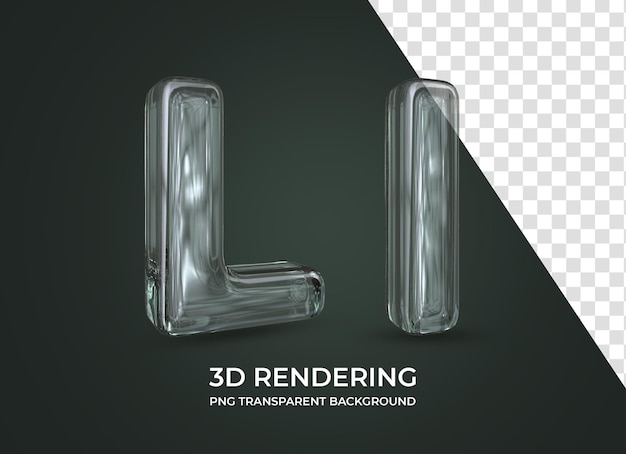 Letter L 3d rendering isolated transparent background