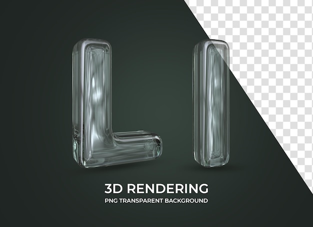 Lettera l rendering 3d isolato sfondo trasparente