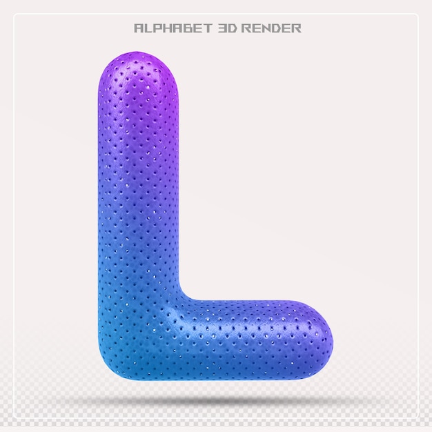 PSD letter l font gradient alphabet 3d render