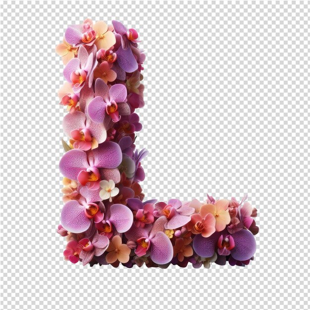 PSD the letter l made of flowers