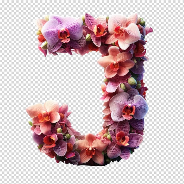 PSD a letter l made out of flowers