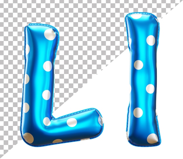 Letter l polka dot folie ballon alfabet in 3d-stijl hoofdletters en kleine letters