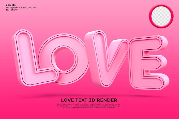 Lettera love 3d render per san valentino