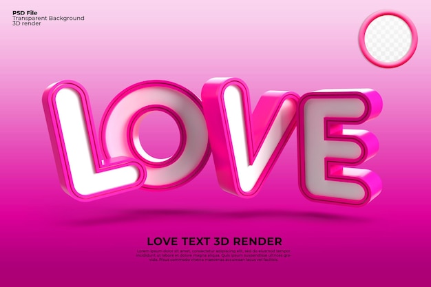 Letter love 3d render voor valentijnsdag