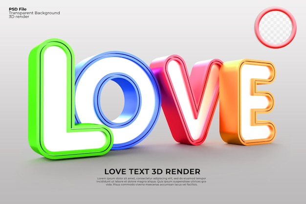 Letter Love 3D Render voor Valentijnsdag