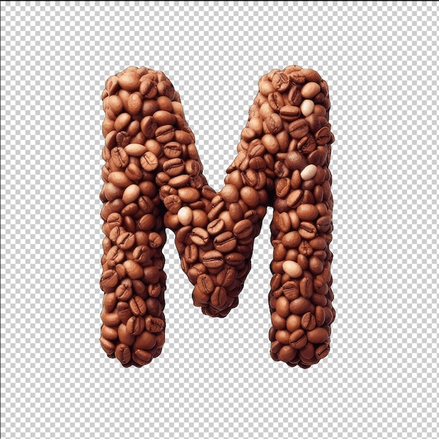 Letter m in koffiezaden