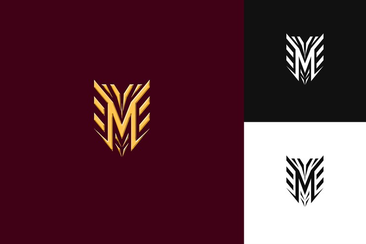 PSD letter m logo with royal richness letterform logo style desi illustration logo vector designs
