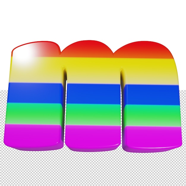 PSD letter m rainbow text effect 3d render