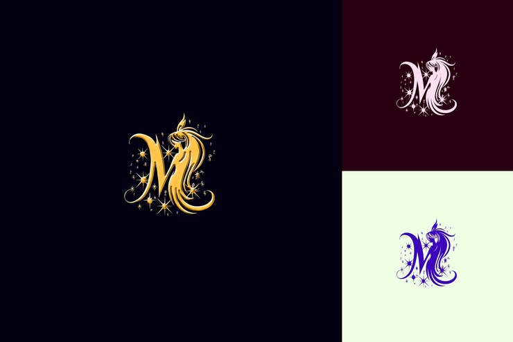 PSD 文字 m と マスコット ロゴ デザイン スタイル m と 形状 の 自然 抽象 ベクトル コレクション