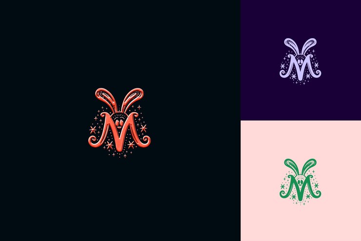 PSD 文字 m と マスコット ロゴ デザイン スタイル m と 形状 の 自然 抽象 ベクトル コレクション
