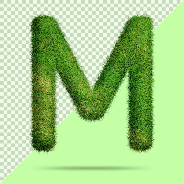 Letter m with realistic 3d grass