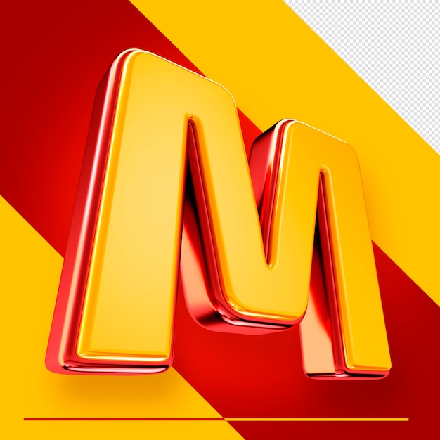 빨간색과 노란색 배경의 문자 m.