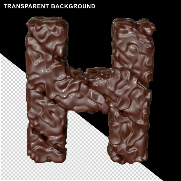 Letter made of chocolate. 3d letter h