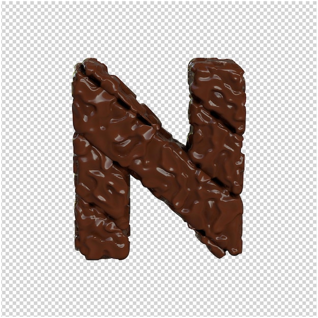 Letter made of chocolate. 3d letter n