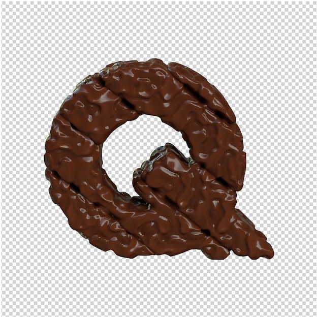 Letter made of chocolate. 3d letter q