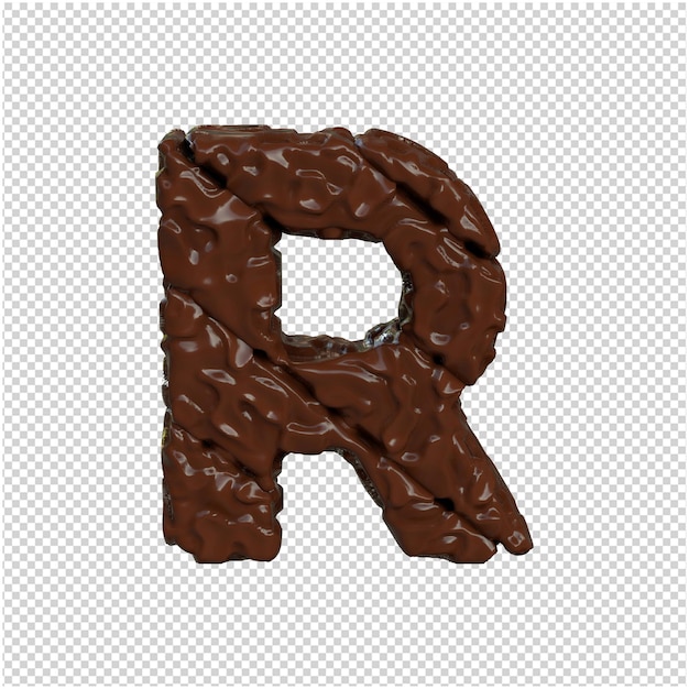 Letter made of chocolate. 3d letter r