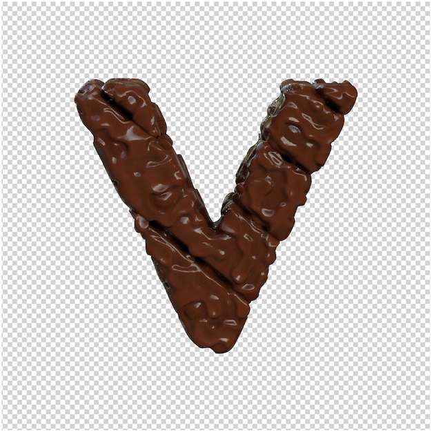 Letter made of chocolate. 3d letter v