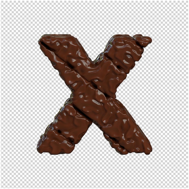 Letter made of chocolate. 3d letter x