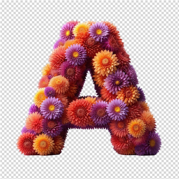 PSD a letter made of flowers with the letter a