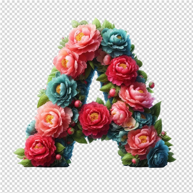 PSD a letter a made from flowers and leaves