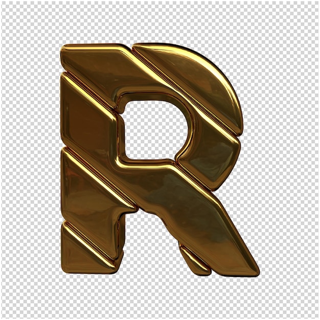 Letter made of gold 3d rendering isolated