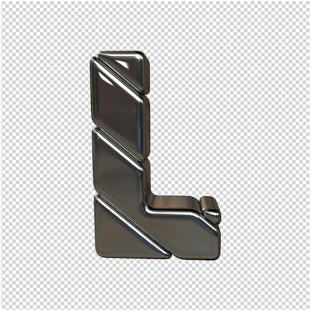 PSD letter made of silver 3d rendering isolated