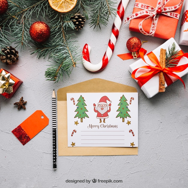 Mockup di lettera con il disegno di natale