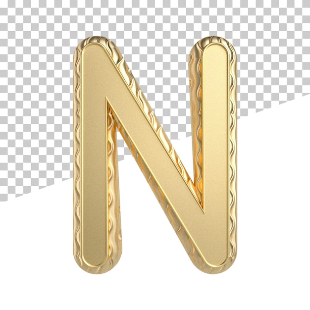 PSD letter n 3d gold luxury render