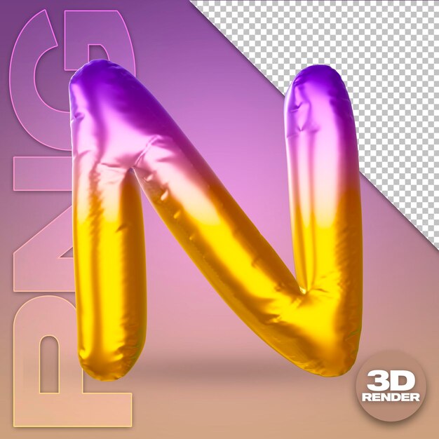 Letter n gradient 3d balloon