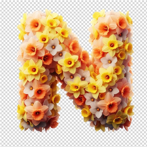 PSD the letter n is made by flowers