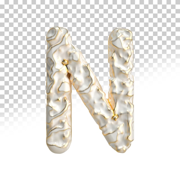 Letter n platina 3d render-stijl