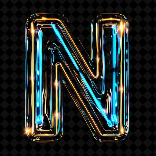 PSD letter n trim met neon verlicht plastic rods met bold i neon color y2k shape art collection
