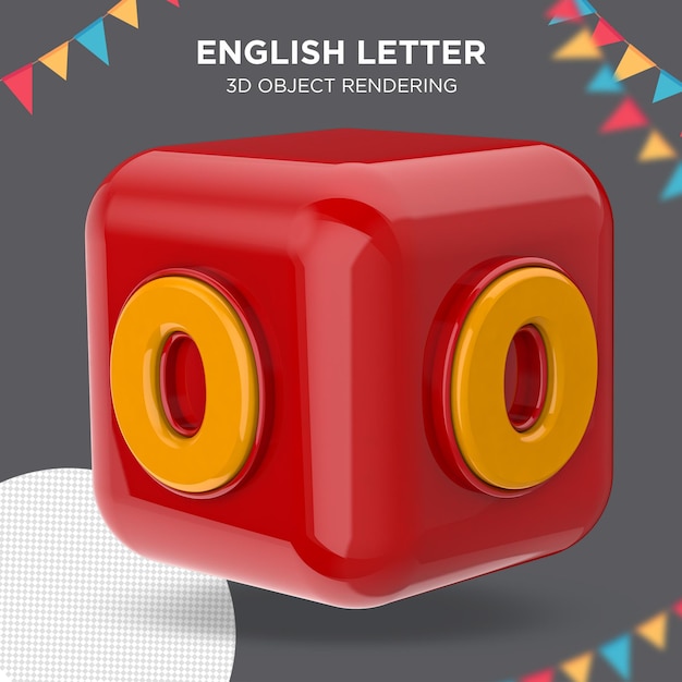 Letter o on box dice text 3d rendering