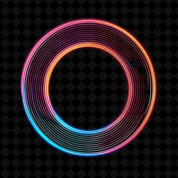 PSD letter o encircled with neon spiraling curves coupled with r neon color y2k shape art collection