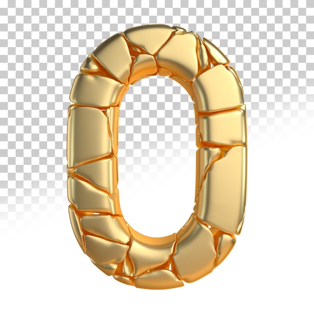 Letter o gold 3d render style