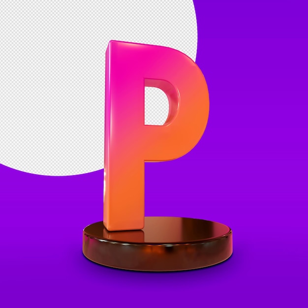 PSD letter p 3d render isolated