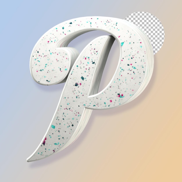 PSD letter p 3d render