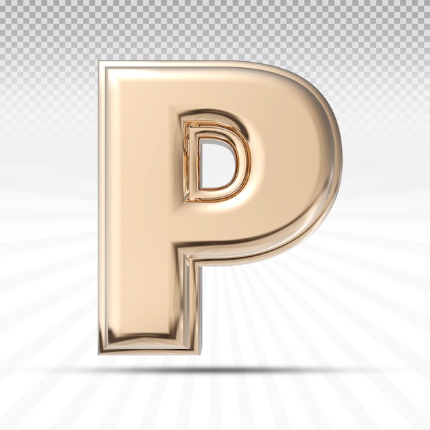 Letter p 3d-stijl kleur licht goud