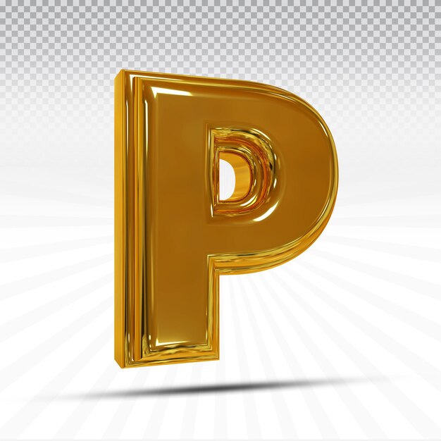 Lettera p 3d style colore dorato