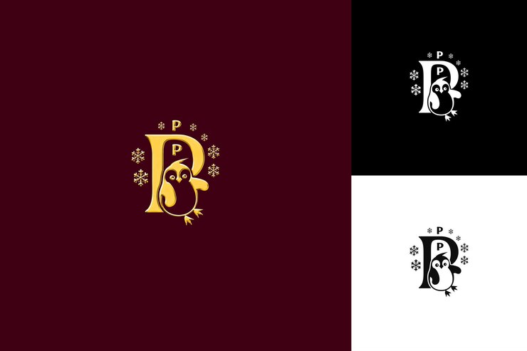 PSD letter p with pictorial logo design style with p shaped into illustration logo vector designs