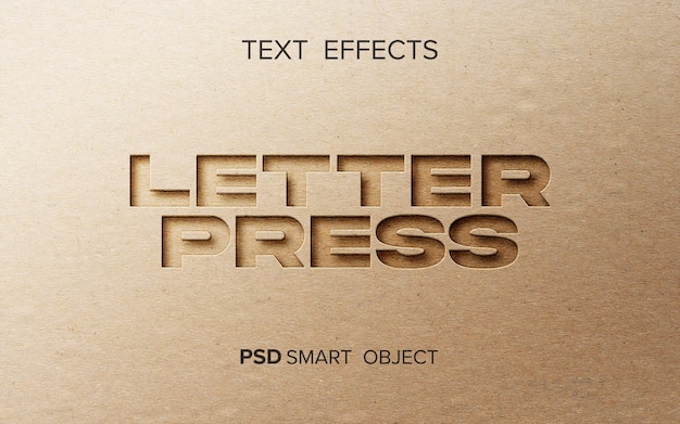 PSD letter press effect mockup