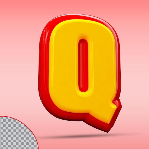 Lettera q stile 3d colore rosso e oro