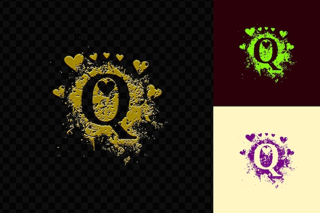 PSD letter q met grunge logo design style met q gevormd in een identity branding concept idea art