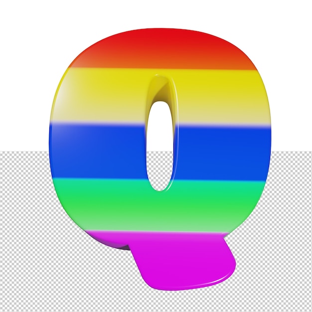 Letter q rainbow text effect 3d render